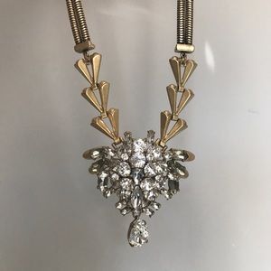 Jcrew crystal pear drop chevron necklace